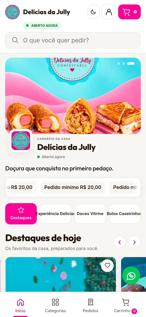 Cardápio real Delícias da Jully no Menuxy